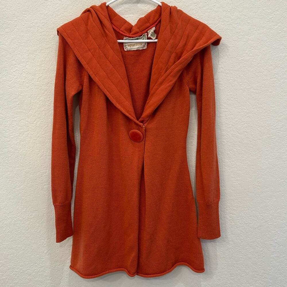 Anthropologie Sparrow Orange Bow Back Wool Cardigan Sweater Size Small